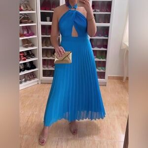 Women's Halter Lace Up Maxi Dress Solid Off Shoulder Backless Long summer Dress